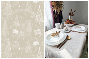 Față de masă "A mi karácsonyunk"  - Crem